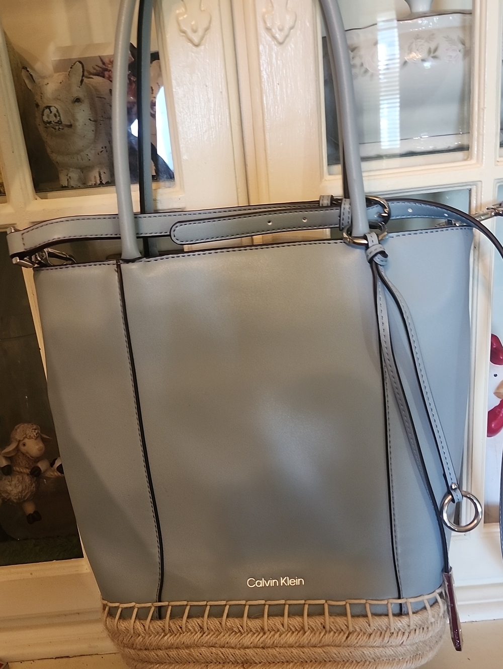 Calvin Klein Light Gray  ESPADRILLE BAG/TOTE